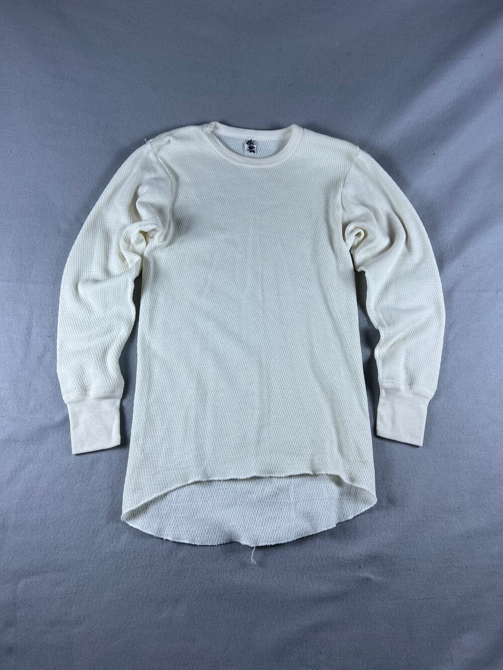 Vintage Arctex Thermal Shirt Mens L Off White Waffle Knit Raw Hem Cabincore Tee